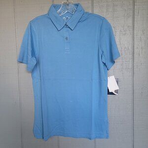 Charles River 100% Supima Cotton Women's Blue Short-Sleeve Polo Shirt. Size S